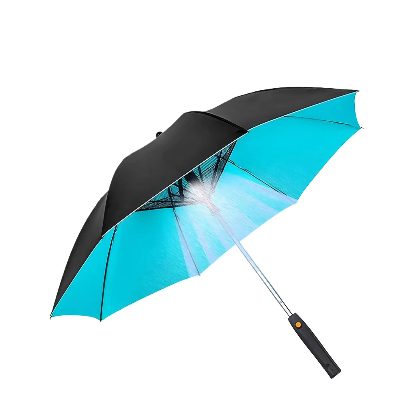 85Cm 3 in 1 Umbrella with Fan and Mister Outdoor Portable Misting Umbrella Sun Protection Long Handle Umbrella Misting Fan