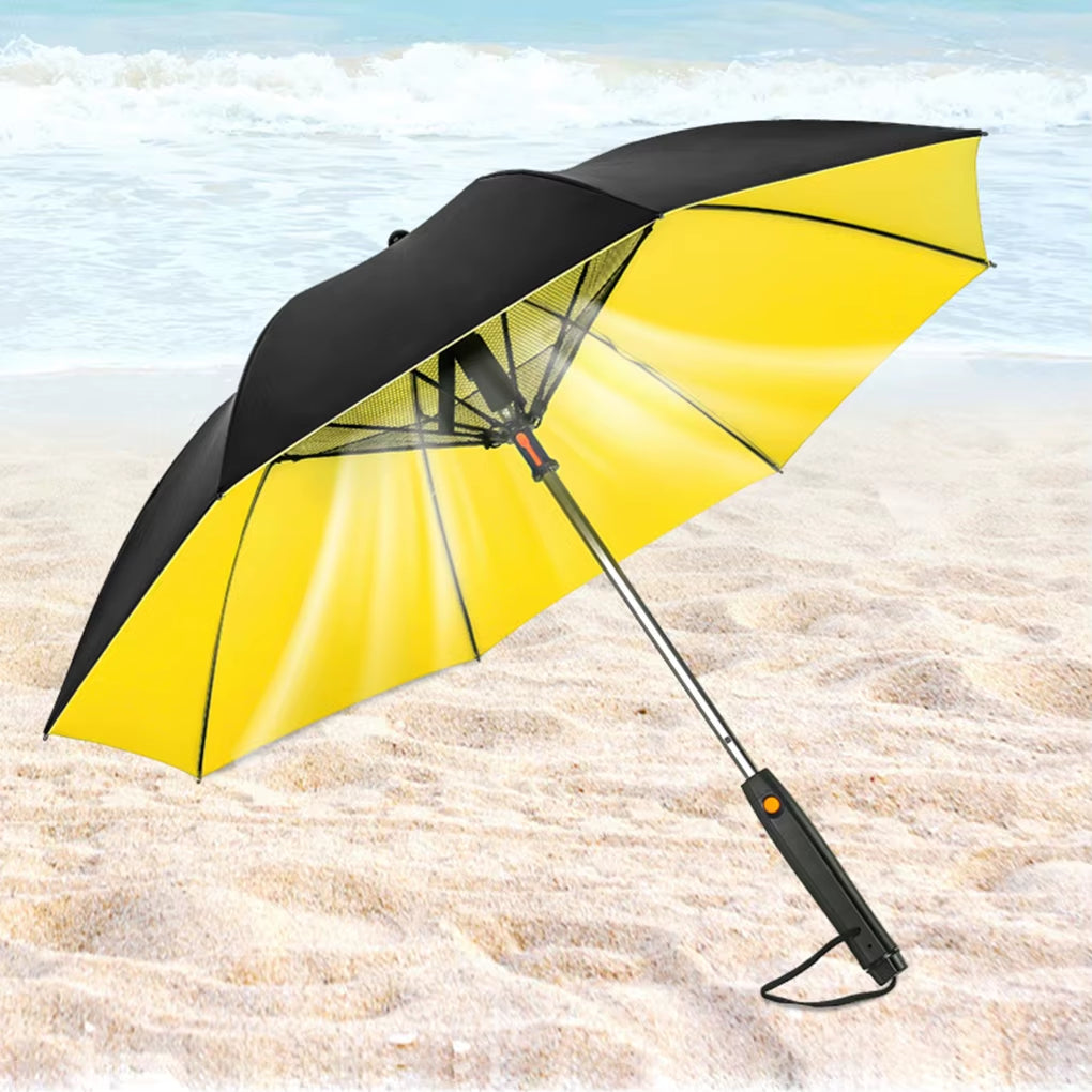 85Cm 3 in 1 Umbrella with Fan and Mister Outdoor Portable Misting Umbrella Sun Protection Long Handle Umbrella Misting Fan