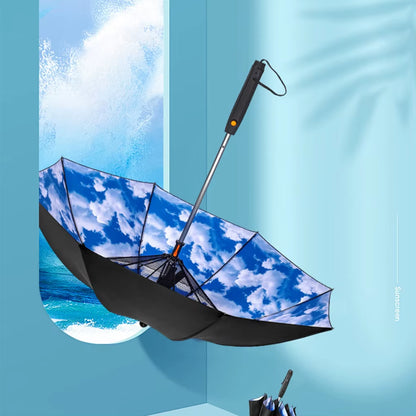 85Cm 3 in 1 Umbrella with Fan and Mister Outdoor Portable Misting Umbrella Sun Protection Long Handle Umbrella Misting Fan