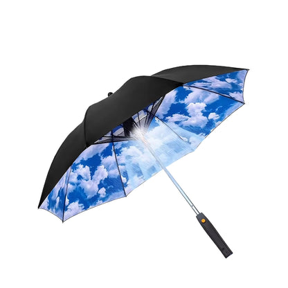 85Cm 3 in 1 Umbrella with Fan and Mister Outdoor Portable Misting Umbrella Sun Protection Long Handle Umbrella Misting Fan