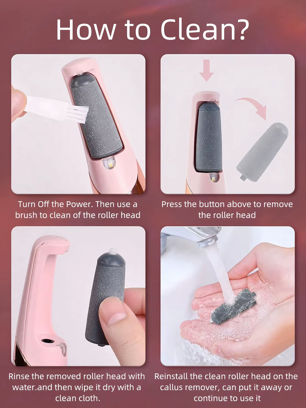 Revitalize Your Feet with the Stylish Pink Electric Foot Grinder - The Ultimate Tool for Smooth, Soft Skin